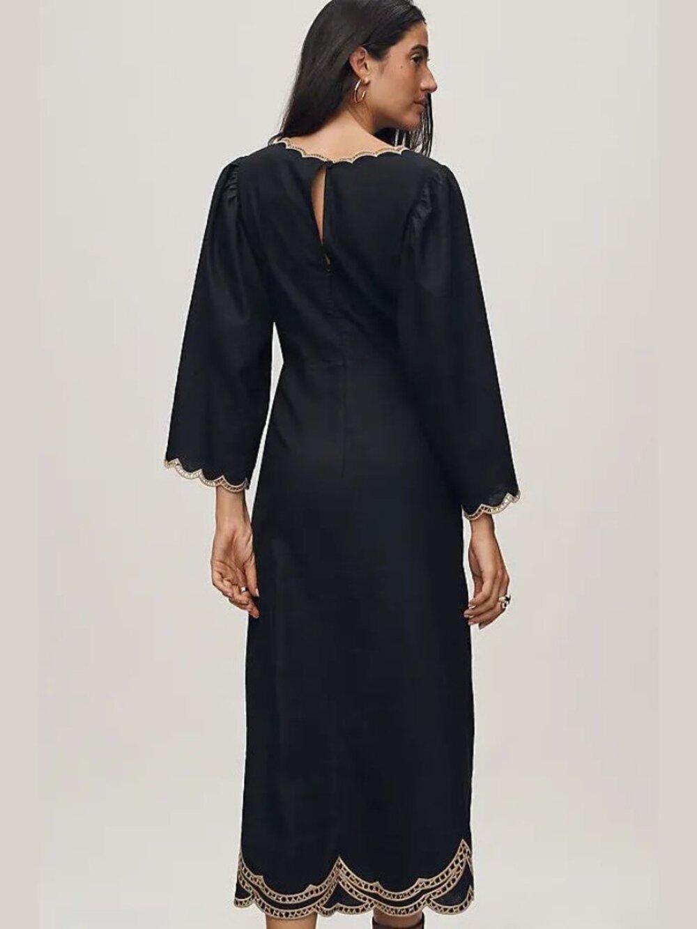 NEW Farm Rio Size M Women's Long-Sleeve Cutout Embroidered Midi Dress - Black - Picture 4 of 4